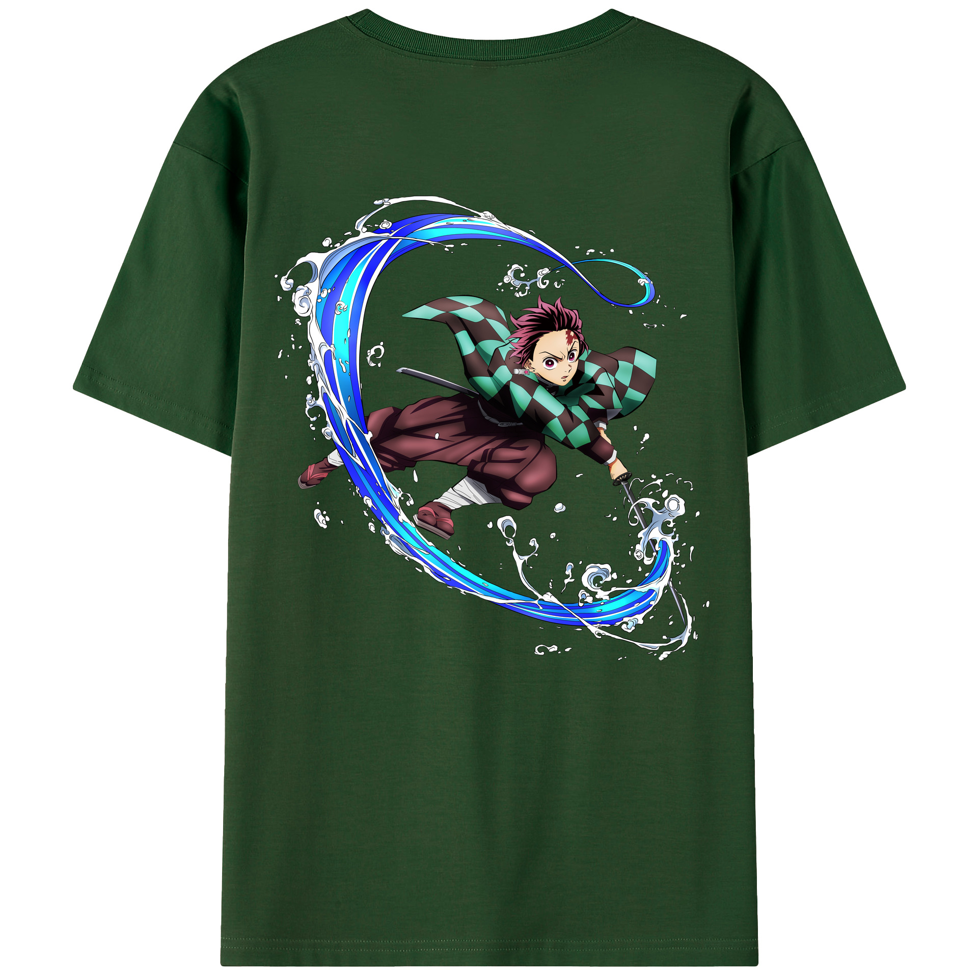 （画像用） 鬼滅の刃 竈門 炭治郎／かまど たんじろう Kamado Tanjirou 綿100％半袖Tシャツ（背面プリント）